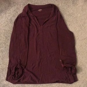 Large LOFT v-neck purple 3/4 sleeve
